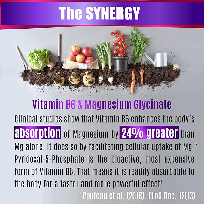 Magnesium Glycinate with Vitamin B6 Research Proven to Enhance Absorption 1350mg Fully Chelated - Supports Sleep Stress Relief Energy Muscle Cramps - Gluten Free NonGMO 180 Vegan Capsules