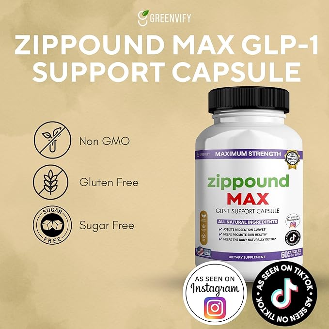 Zippound MAX GLP-1 Support Capsules Maximum Strength All Natural Ingredients 60 Capsules 30-Day Supply (1)