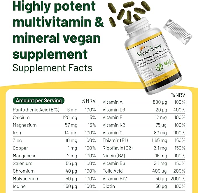 Vegan Vitality Immunity Booster Bundle 6 Months - Vegan Multivitamins and Vegan Omega 3 Algae Oil. High Strength Plant Based Formula for Immunity Energy Overall Health for Vegans and Vegetarians