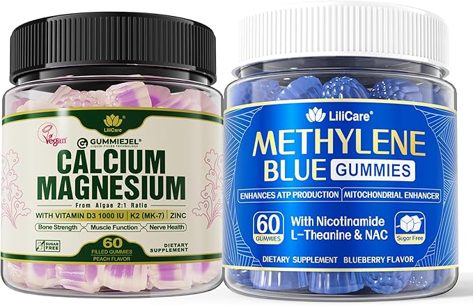 Plant Based Calcium Gummies 600mg + Methylene Blue Gummies for Humans