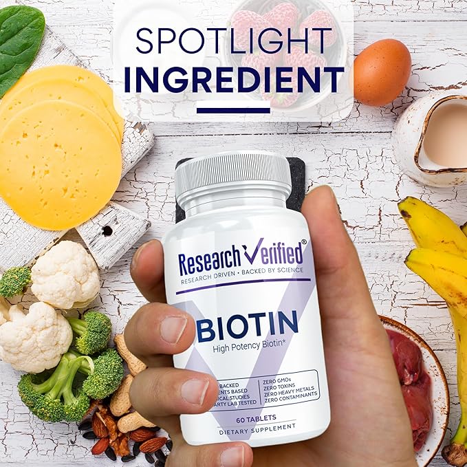 Research Verified Biotin – Pure Extra Strength Biotin 10000mcg – Hair Skin and Nails Vitamin – Third-Party Tested Made in USA - 360 Vegan Tablets