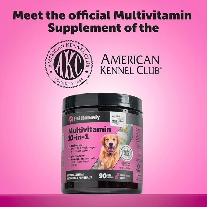 10-in-1 Dog Multivitamin Supplement with Glucosamine &amp Probiotics - Hip &amp Joint Support Digestive Health Immune Support Heart &amp Skin - All-in-One Daily Vitamins &amp Omega-3s for Dogs