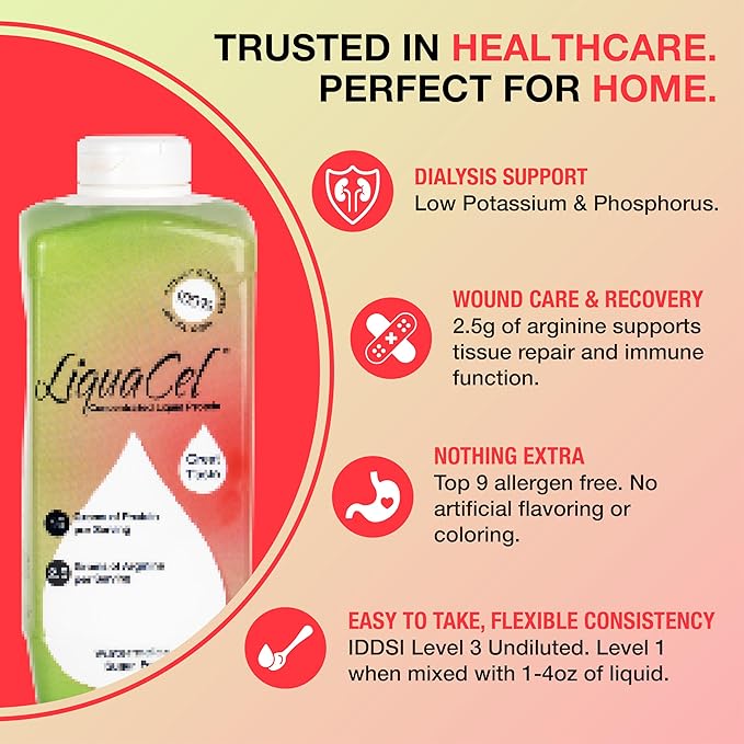 LiquaCel Concentrated Liquid Protein Watermelon Flavor Ready-to-Drink 16g Hydrolyzed Collagen Protein and 2.5g Arginine Per 1oz Serving Sugar &amp Gluten Free 32 fl oz Bottle