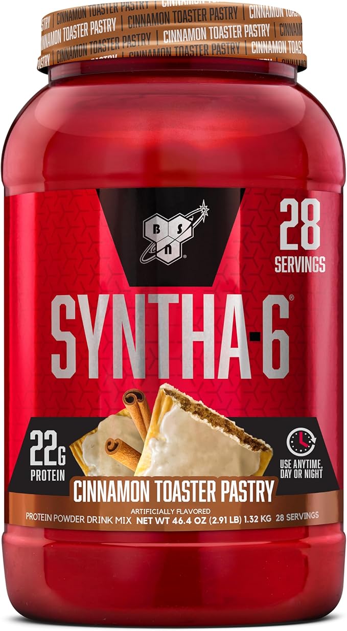 BSN SYNTHA-6 Premium Protein Powder with 6g of Fiber Whey Isolate Micellar Casein Milk Protein Isolate 5g of Fat Cinnamon Toaster Pastry 28 Servings 2.91 Pound (Packaging May Vary)