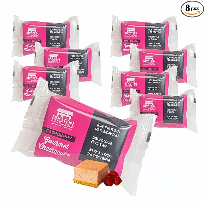 Low Carb Protein Cheesecake Bars | High Protein Gluten-Free Clean Ingredients Snack Bars (8 Raspberry)