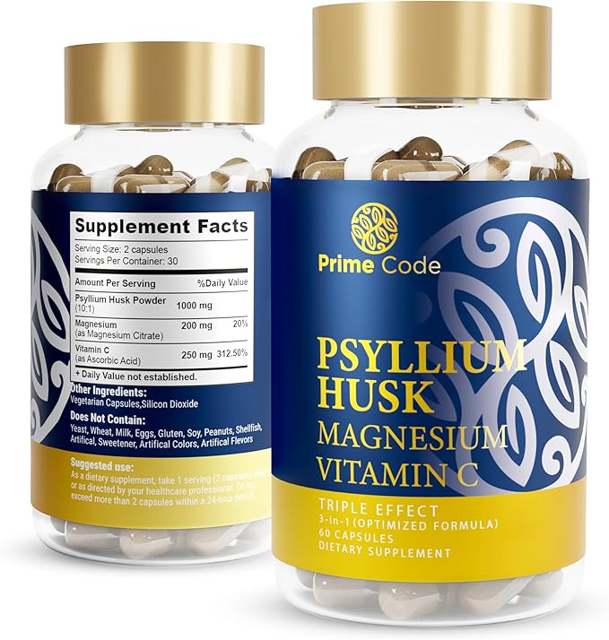 Prime Code Calcium Gummies for Women &amp Men with Magnesium Vitamin B12 Vitamin K2 &amp Vitamin D3 Psyllium Husk Capsules with Magnesium Citrate and Vitamin C CoQ10 250mg with Magnesium