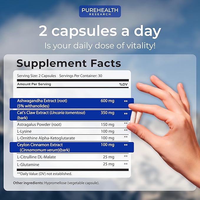 PUREHEALTH RESEARCH Youth Switch - Anti Aging Supplement with Ashwagandha Extract 600 mg KSM-66 - Longevity Activator - Telomere Supplements - Disrupt &amp Reverse Aging 1 Bottle - 60 Capsules