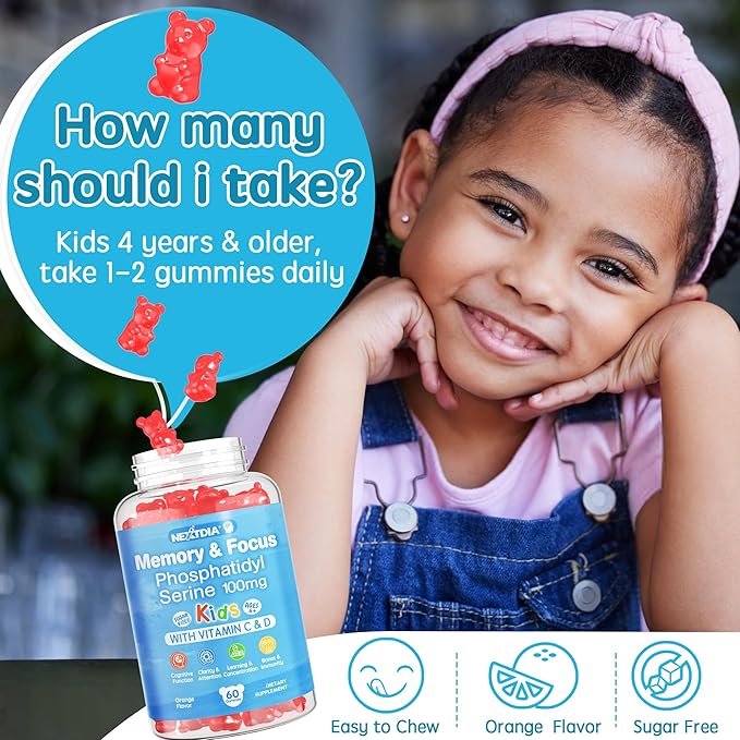 Kids Phosphatidylserine Supplement - Focus Gummies + Kids Calcium Gummies