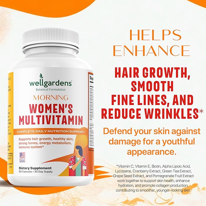 100% Pure Womens Multivitamin for Hair Growth + Complete Vitamins for Women – Biotin Zinc Antioxidants – Supports Skin Energy Immune Health – Made in USA – 60 Capsules