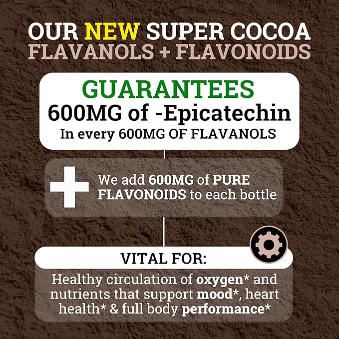 Black Forest High Flavanol Cocoa Powder (1200mg Flavanols &amp Flavonoids Supplements)10X More Flavanols (Epicatechin) Than Cocoa &amp 600mg of Epicatechin Supplement for Heart Health Nitric Oxide