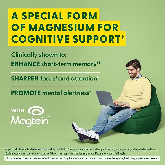 MegaFood Men's 55+ One Daily Multivitamin (90 Tablets) &amp Magtein Magnesium LThreonate (90 Capsules) Bundle - Supports Energy Nervous System &amp Health - Cognitive Support - Gluten Free &amp Ve