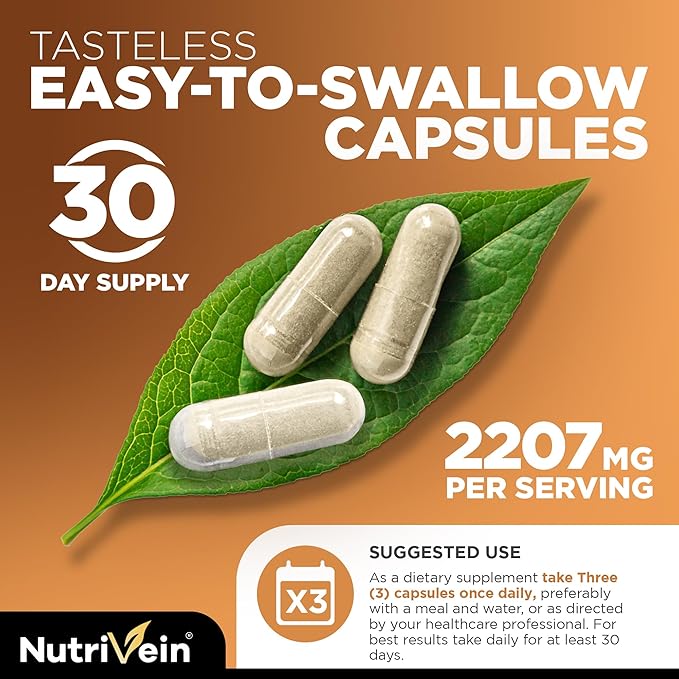 Nutrivein Premium Magtein Magnesium L-Threonate Supplement 2207 mg - 90 Caps (3 a Day): High-Absorption Magnesium Threonate for Brain Sleep Mood &amp Recovery