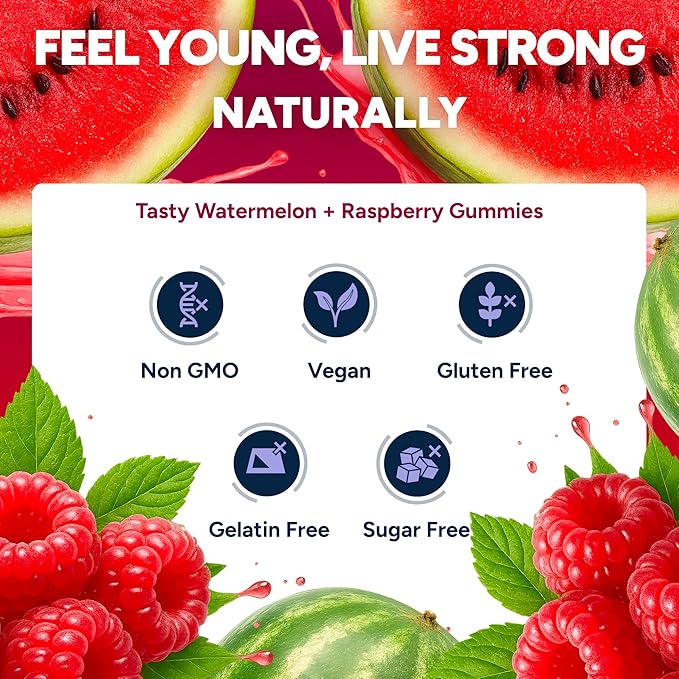 Sugar-Free Resveratrol Gummies - Potent Anti-Aging Antioxidant - Resveratrol Supplement to Support Digestive &amp Immune Health - Natural Herb for Cell Growth &amp Repair - Easy Chewable NMN Alterna