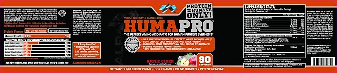 Humapro  Protein Matrix Formulated for Humans Waste Less. Gain Lean Muscle Apple Cider -  667g(23.52 oz)