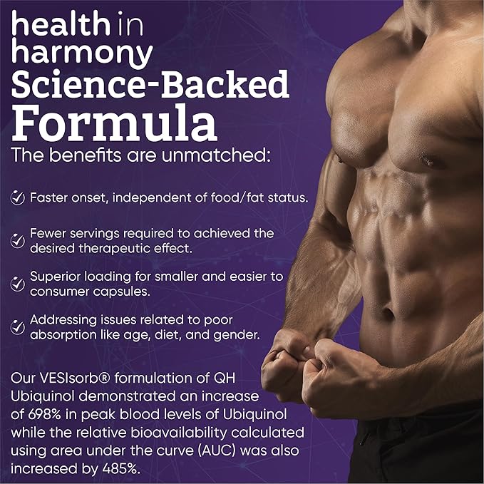 Everyday Cellular Health Supplement - Ubiquinol Coq10 Supplements With Vesisorb® For Enhanced Absorption - Energy Supplements Support Mitochondrial Function and Antioxidant Protection (2 Month Supply)