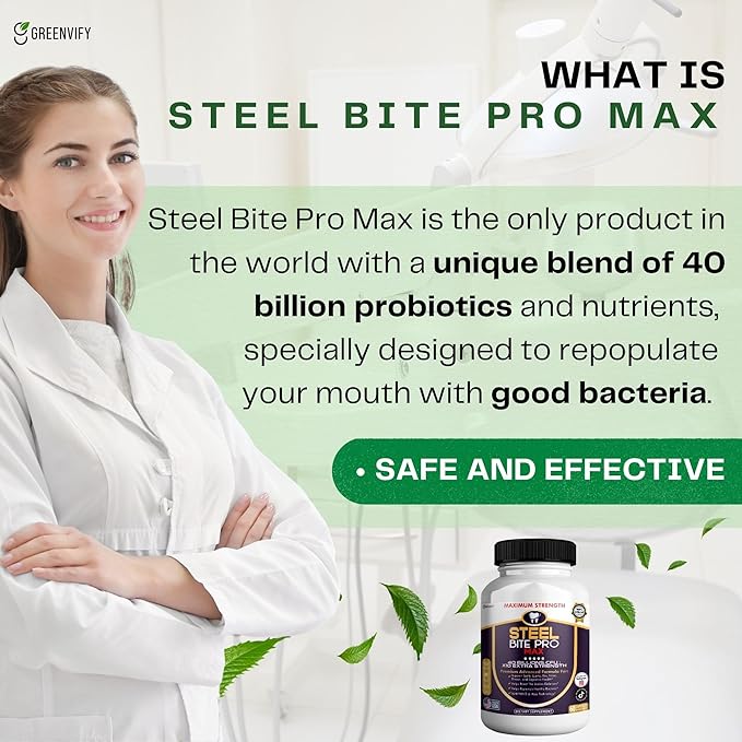 Steel Bite Pro Max Probiotic Supplement 40 Billion CFU 60 Capsules 30 Day Supply (1)