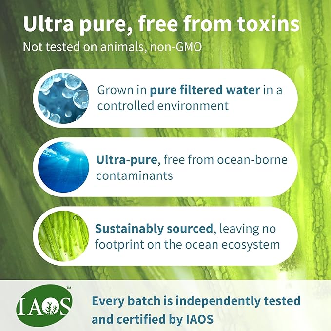 Igennus Vegan Omega-3 Natural Algae Oil DHA &amp EPA Certified Pure Plant Based Fatty Acid Supplement with Astaxanthin Antioxidant 60 Small Softgels 2 per Day 30 Servings