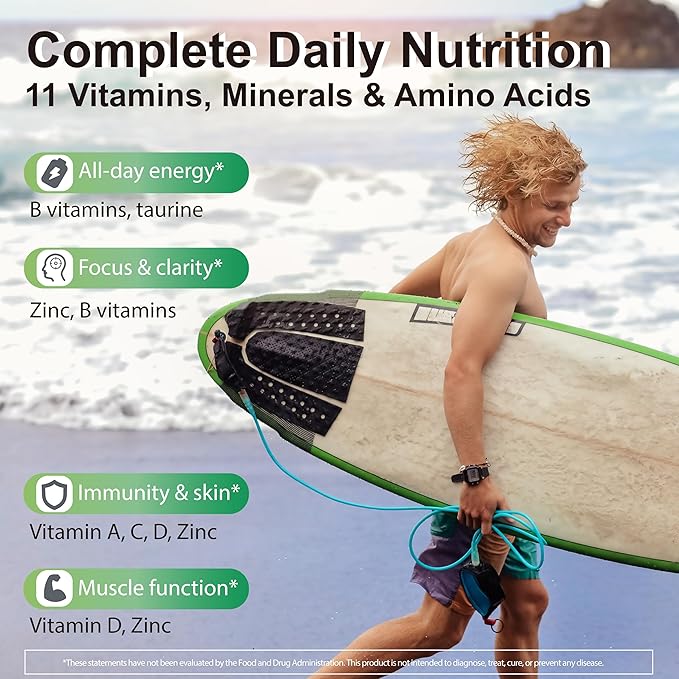 HisFuel Multivitamin for Men 20-in-1 Mens Vitamins with Natrual Fruits &amp Veggies Vitamins &amp Minerals Taurine Boost Energy &amp Health Support Immune &amp Antioxidant Shield 60 Days Sup