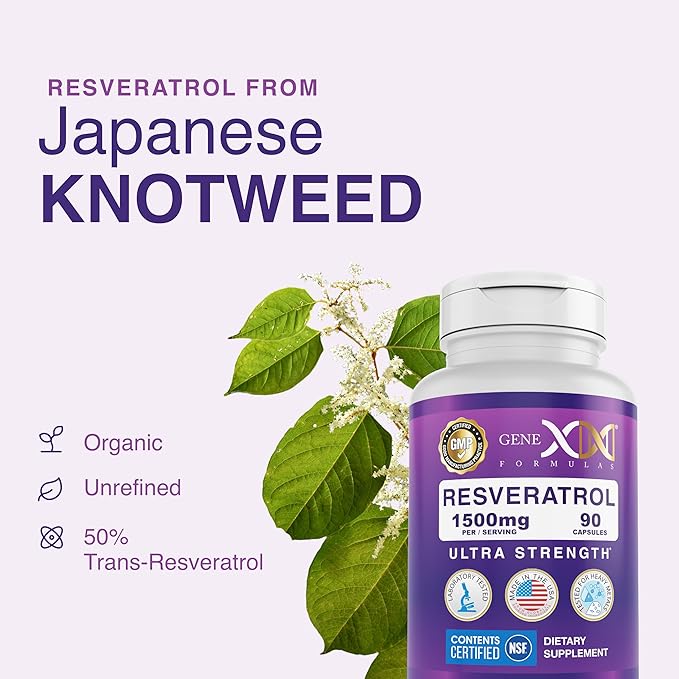 Genex Formulas 1500mg Resveratrol with BioPerine for Absorption (3 Pack) | Organic Trans-Resveratrol Capsules from Japanese Knotweed Antioxidant Supplement for Healthy Aging