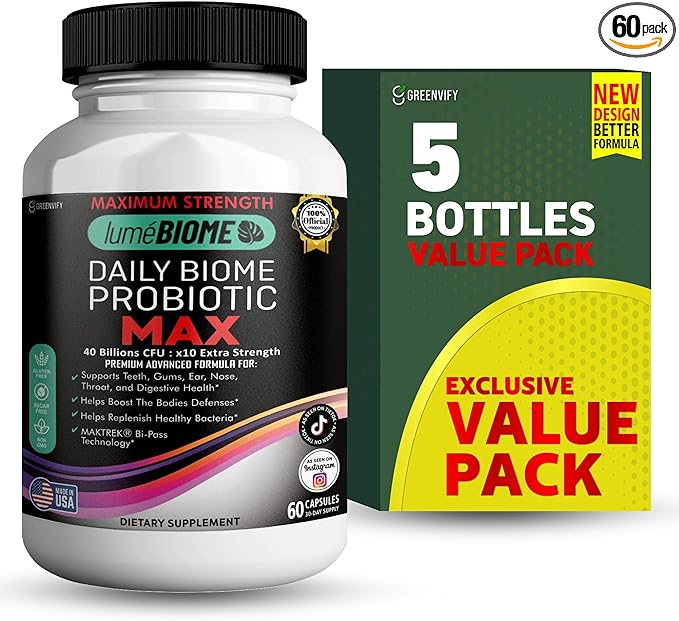 Daily Biome Probiotic Max 40 Billion CFU Maximum Strength 60 Capsules 30-Day Supply (5)