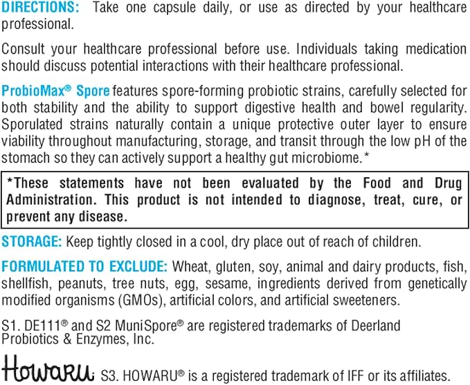 Xymogen ProbioMax Spore Probiotics for Women &amp Men - Spore Based Probiotic Support - Nourish Your Gut Microbiome &amp Digestive Health Promote Bowel Regularity - Vegetarian &amp Shelf-Stable (3