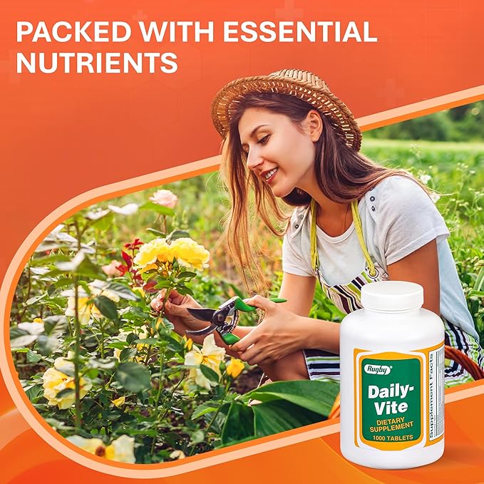 Rugby Daily-Vite Multivitamin Tablets Gluten-Free Dietary Supplement for Adults Supports Overall Health No Artificial Flavors - 1000 Count (1 Pack)