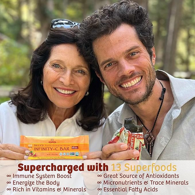 Infinity C Superfood Bars Healthy Energy Bars with 1125 mg of Whole Food Vitamin C Immune Boosting Plant Based Ingredients Camu Camu Acerola Amla Powder &amp Shilajit Raw Gluten Free Non GMO