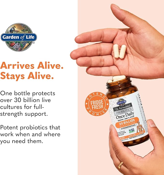 Garden of Life Dr. Formulated Probiotics Once Daily - 30 Billion CFU - Daily Probiotic for Gut Health &amp Immune Support - 30 Vegetarian Capsules
