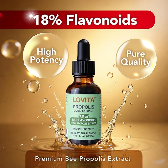 LOVITA 10-Pack Propolis Bulk Bundle - 5 Liquid Extract Drops &amp 5 Throat Sprays Maximum Strength 18% Bioflavonoids Non-GMO &amp Gluten-Free (10 Pc)