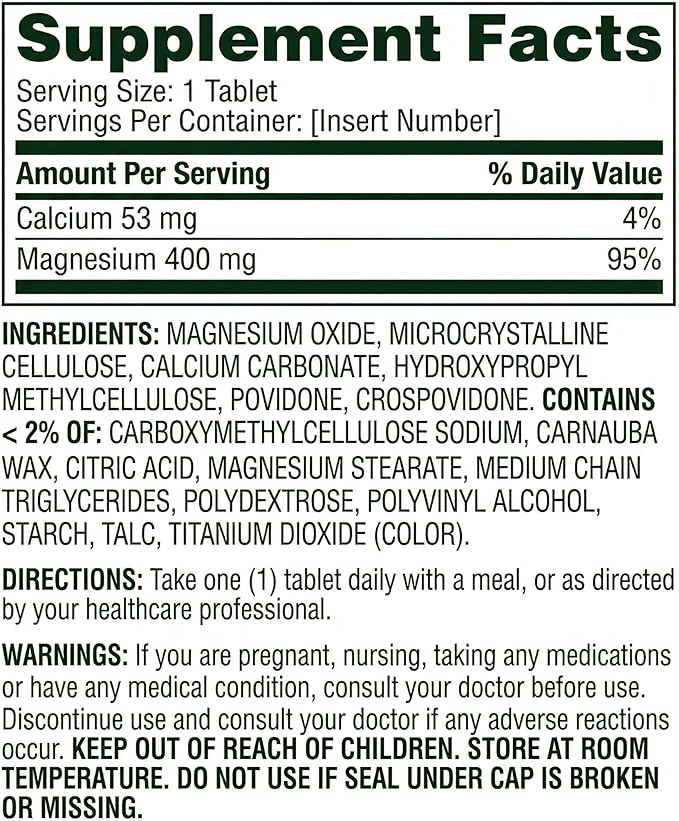 Magnesium 400mg – 250 Tablets High Potency Magnesium Supplement Daily Magnesium Tablets for Bone Nerve Muscle and Heart Support (Pack of 2)