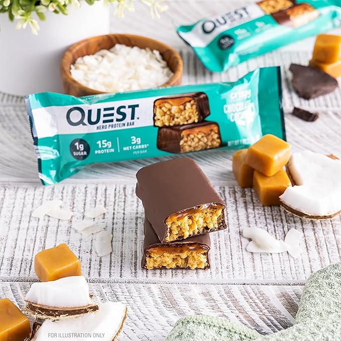 Quest Nutrition Crispy Chocolate Coconut Hero Protein Bar 15g Protein 1g Sugar 3g Net Carbs Gluten Free Protein Snack Keto Friendly 12 Count