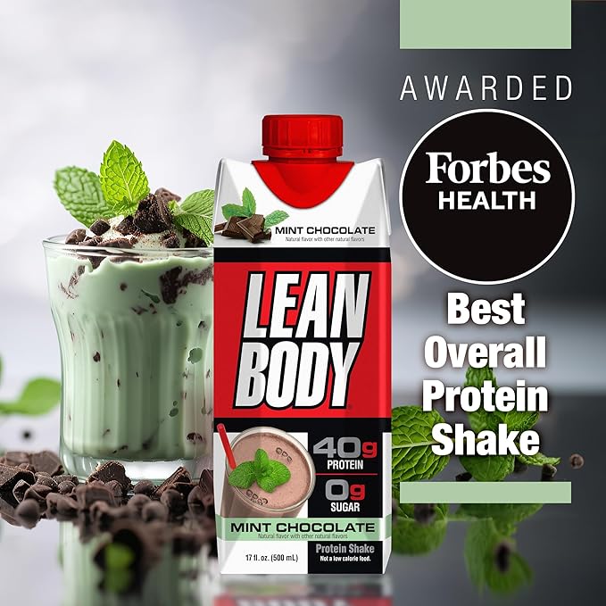Labrada Lean Body Ready-to-Drink Mint Chocolate Protein Shake 40g Protein Whey Blend 0 Sugar Gluten Free 22 Vitamins &amp Minerals (Recyclable Carton &amp Lid - Pack of 12) LABRADA