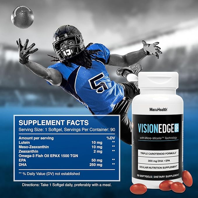 Eye Supplement for Athletes Formula with Lutein Zeaxanthin and Meso-Zeaxanthin Eye Supplements Omega 3 Essential Carotenoids for Eyes - (90 Softgels 3 Month Supply)