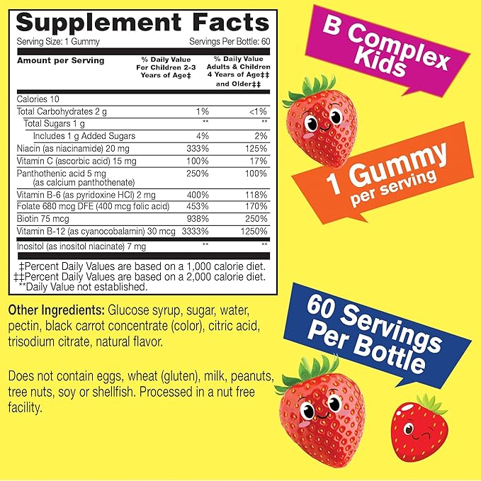 WellYeah Vitamin C Kids + B Complex Kids Gummies Bundle - Great Tasting Vitamin Supplement Gluten Free GMO Free Chewable Gummy