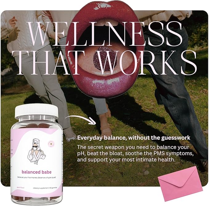 Balancing Act - Balanced Babe Women’s Probiotic Gummies with Prebiotic Apple Cider Vinegar LactoSpore® DE111® Vitamin B6 and Vitamin E – 60 Count (30 Day Supply)