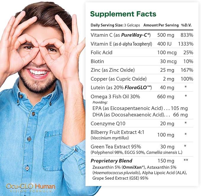Ocu-GLO Human Vision Formula Eye Health Support Capsules 90ct