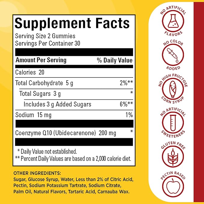Nature Made CoQ10 200Mmg Per Serving Gummies Heart &amp Energy Support 60 CoQ10 Gummies 30 Day Supply