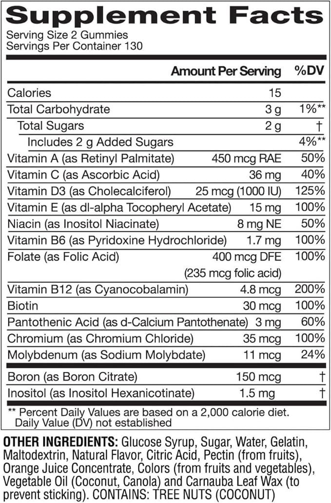 Member_Mark Adult Multivitamin Gummies – 260 Gummies (2Pack) Berry Peach &amp Orange Flavors Easy to Chew for Men &amp Women | by R&ampC Store