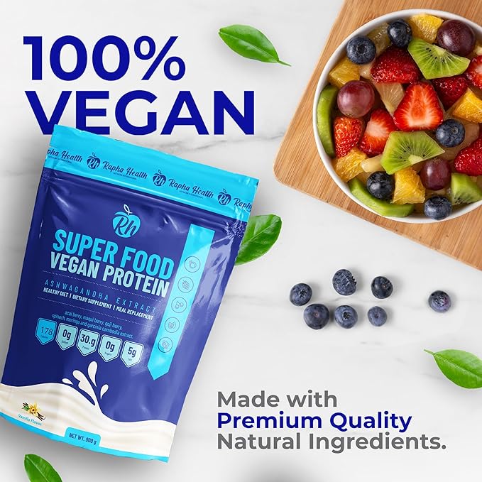 Superfood Vegan Protein (Vanilla) | Plant-Based Protein with Superfoods &amp Probiotics | Muscle Recovery &amp Energy | 15 Servings