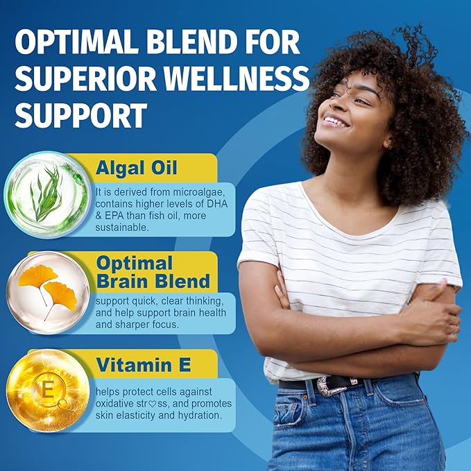 Vegan Omega 3 Supplement 240cts Omega3 Fatty Acids Softgels Fish Oil Alternative Plant-Based DHA EPA Algae Oil Omega-3 Supplement No Fish TasteNon GMO