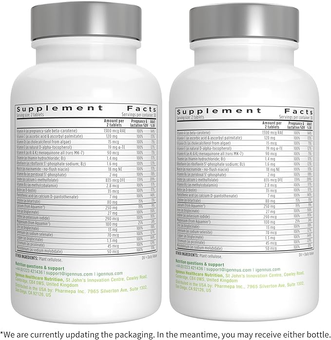 Advanced Prenatal Multivitamin + High Absorption CoQ10 100mg 120 Softgels Pregnancy Support Bundle by Igennus