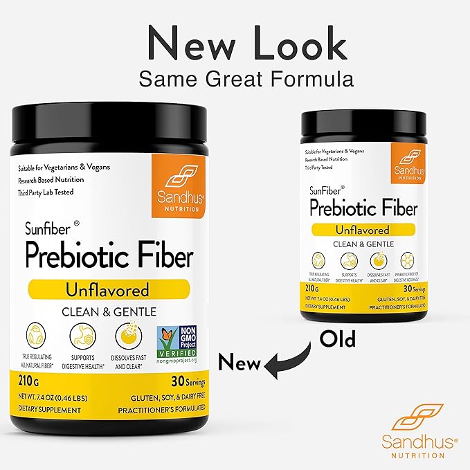 Sandhu's Prebiotic Fiber Supplement Powder –30 Servings- SunFiber® –Low FODMAP Unflavored Supplement for Digestive &amp Colon Health –- Gluten Free Powder – Supports Gut Health in Men &amp Women