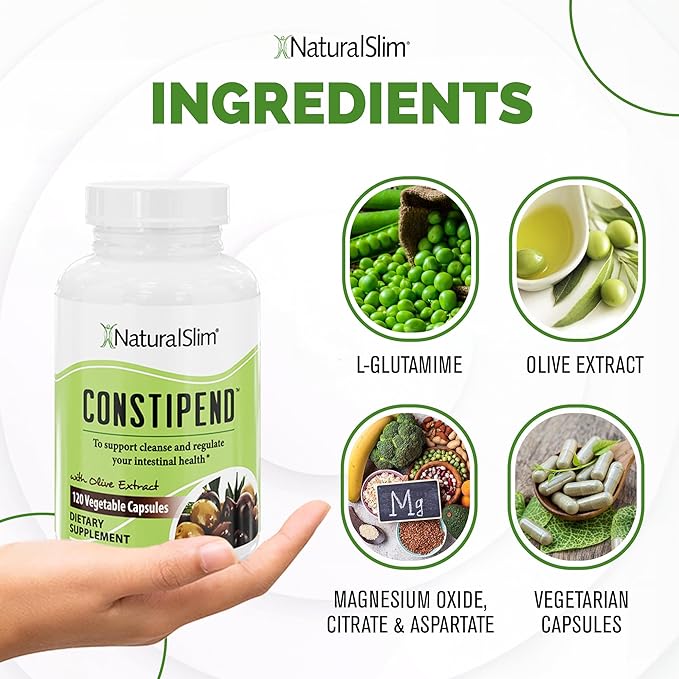 Naturalslim Magnesium Oxide - Constipend for Constipation Relief Colon Cleanser &amp Stool Softeners for Women &amp Men with Magnesium Citrate Aspartate &amp Olive Extract - 120 Vegetable Capsul