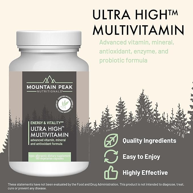 Mountain Peak Nutritionals Ultimate Wellbeing Combo Pack – Ultra High Multivitamin for Energy Gut Health &amp Immuni-V Immune Support Supplement with Antioxidants – Hypoallergenic Dietary Supplement