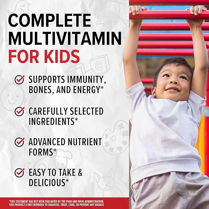 10X Health Children’s Methylated Multivitamin Gummies - 60 Count Kids Multivitamin Gummies Complete Daily Nutrition - Immunity Bones &amp Energy - Strawberry Watermelon Flavor