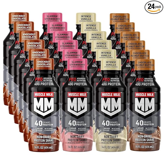 Muscle Milk Pro Series Protein Shake Top 4 Flavor Variety Pack 14 Fl Oz Bottles (Pack of 24)