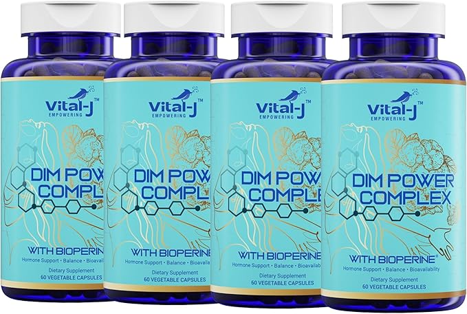 4-in-1 DIM Potent Complex 300mg - Estrogen Balance and Metabolism Energy &amp Menopause Support Supplement with Bioperine (x4) Calcium and Broccoli Extract - for Women and Men 120 Servings