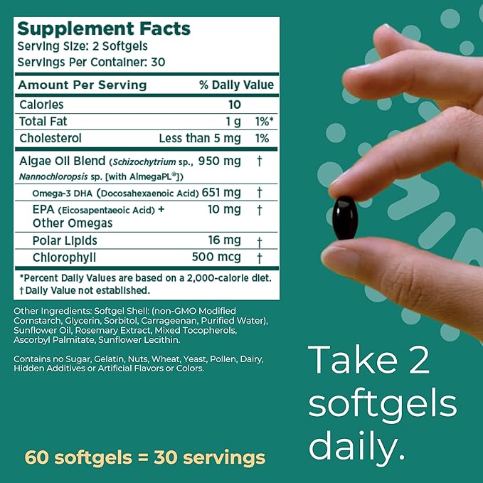 Iwi Omega-3 Sport 60 Softgels (30 Servings) Plant-Based Vegan Algae Omega 3 with DHA Exercise Recovery Support Dietary Supplement Krill &amp Fish Oil Alternative No Fishy Aftertaste