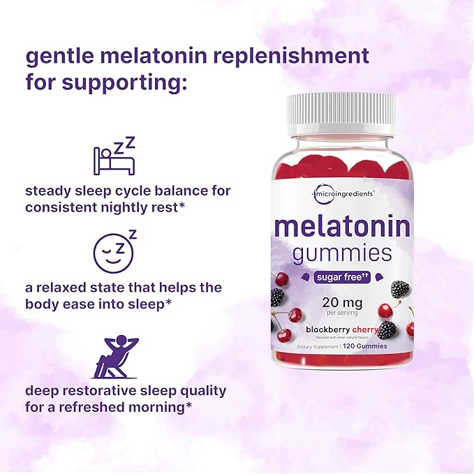 Micro Ingredients Melatonin Gummies &amp Vitamin D3 10000IU + K2 Softgels | Bundle | Sugar-Free BlackBerry Cherry Flavor | No Drug Non-Habit-Forming Ingredients | D &amp K Sunshine Vitamins + Coco