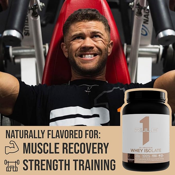 Rule 1 Naturally Flavored R1 Protein Whey Isolate - Clean Formula with 25g Protein &amp 6g BCAA Exclusively Isolated &amp Hydrolyzed Sources for Workout Recovery (1.7 Pounds* Pure Vanilla)